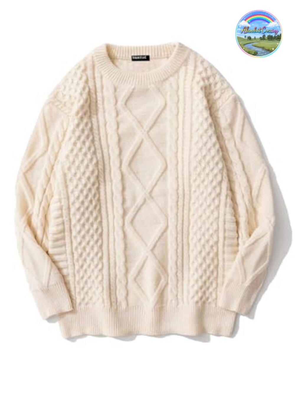 Cable Knit Oversized Crewneck Sweater Women Long Sleeve Pullover